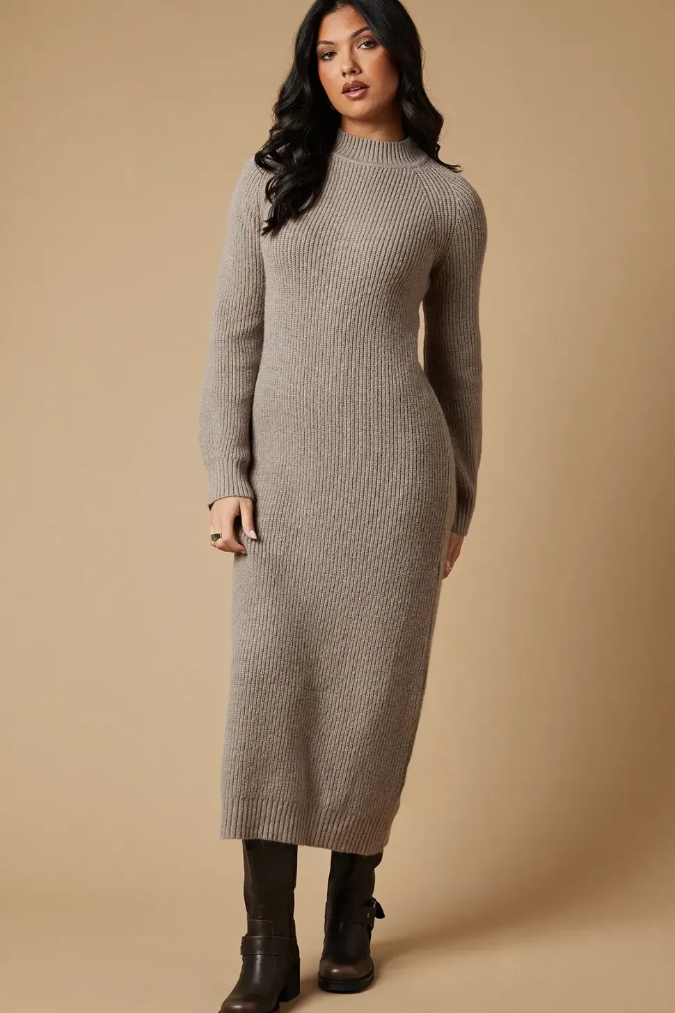 High Neck Knitted Midaxi Dress
