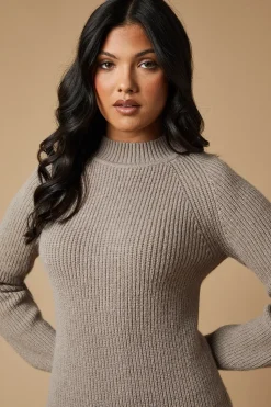 High Neck Knitted Midaxi Dress