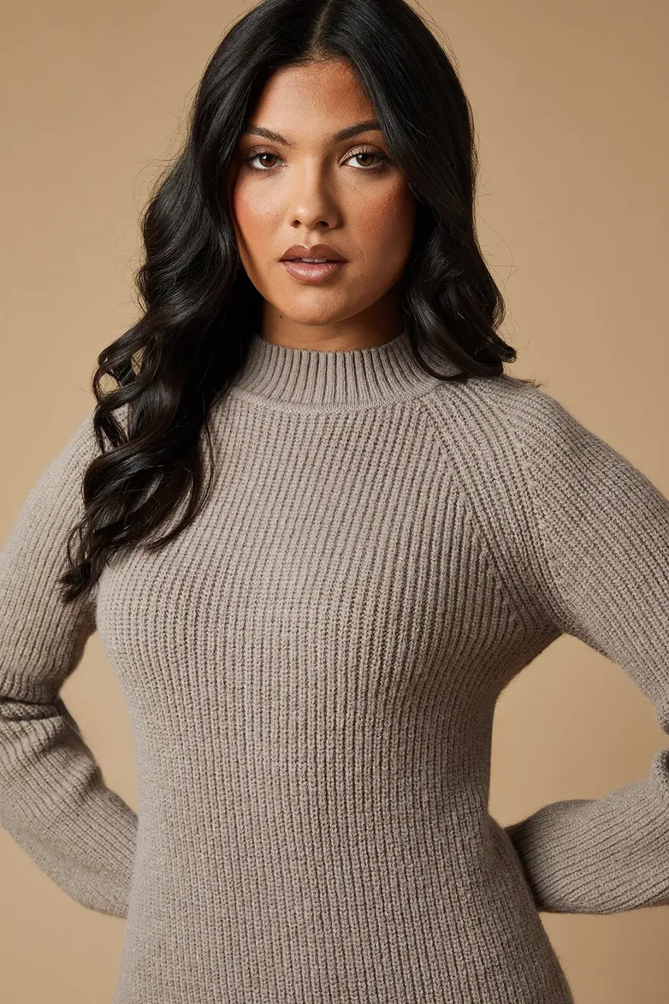 High Neck Knitted Midaxi Dress