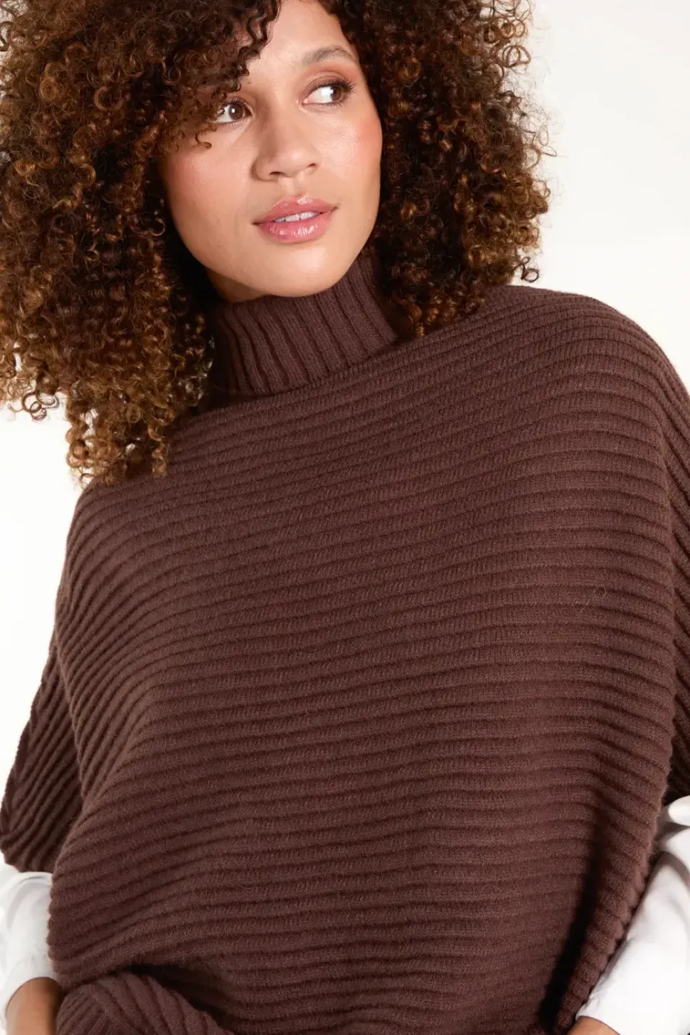 High Neck Oversized Ribbed Tabard Jumper
