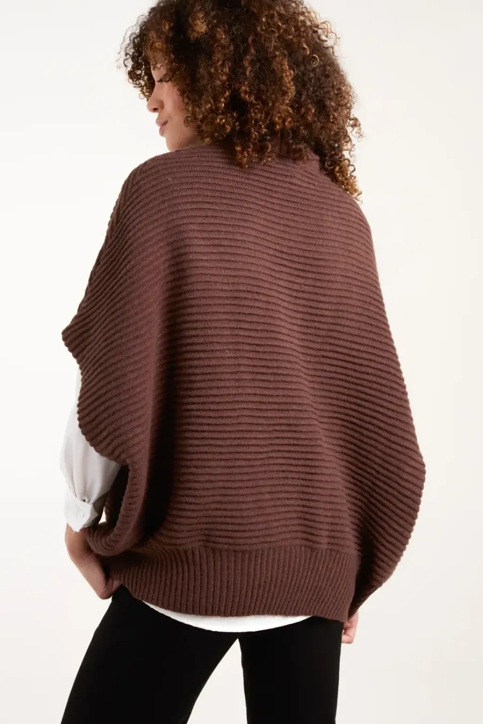High Neck Oversized Ribbed Tabard Jumper