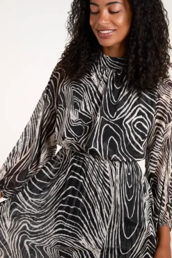 High Neck Pleated Dress