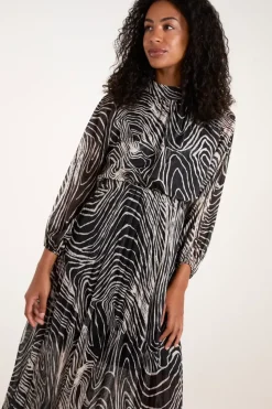 High Neck Pleated Dress
