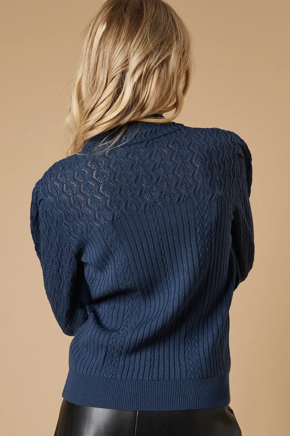 High Neck Pointelle Jumper