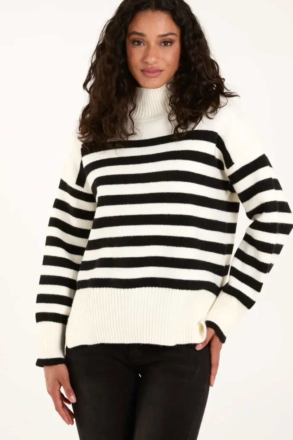 High Neck Striped Jumper