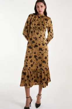 High Neck Tiered Midi Dress