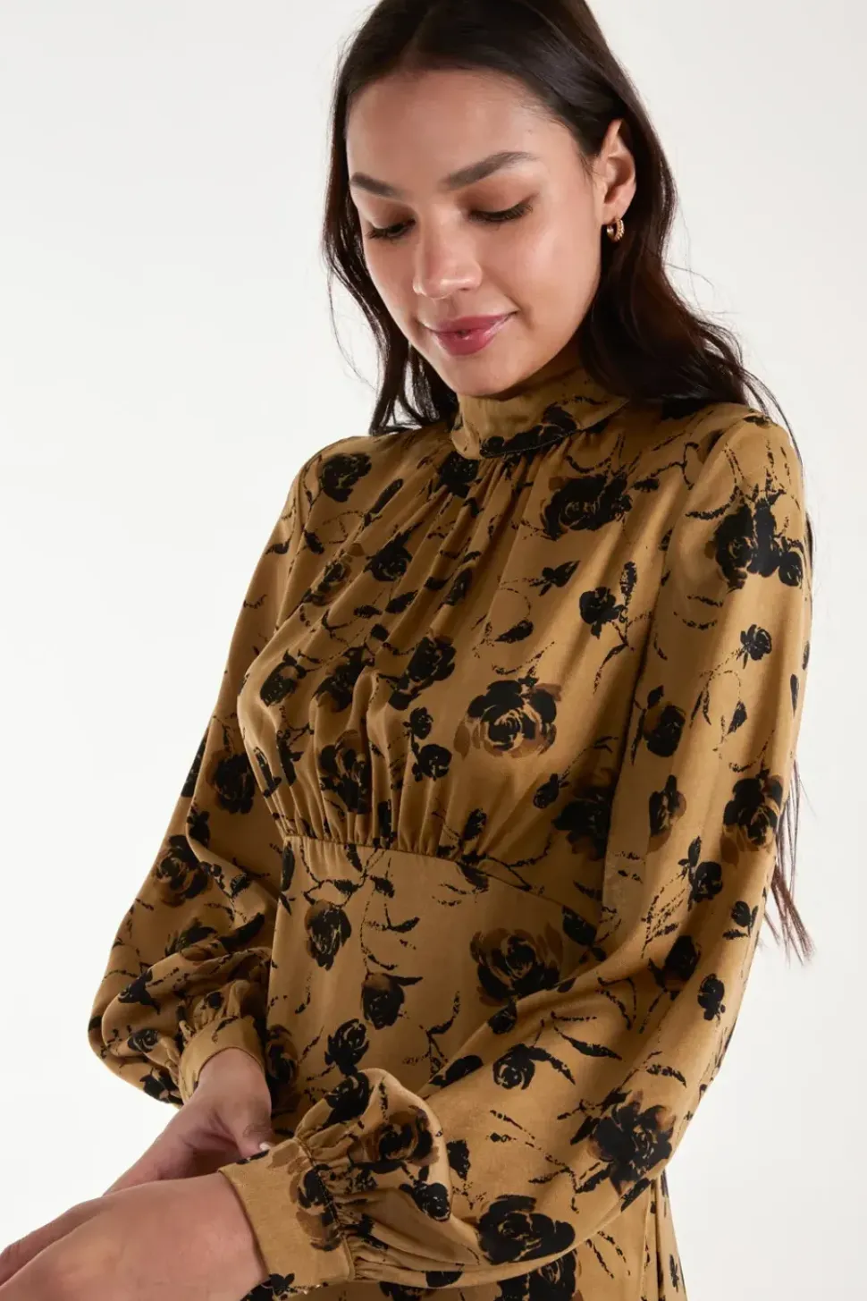 High Neck Tiered Midi Dress