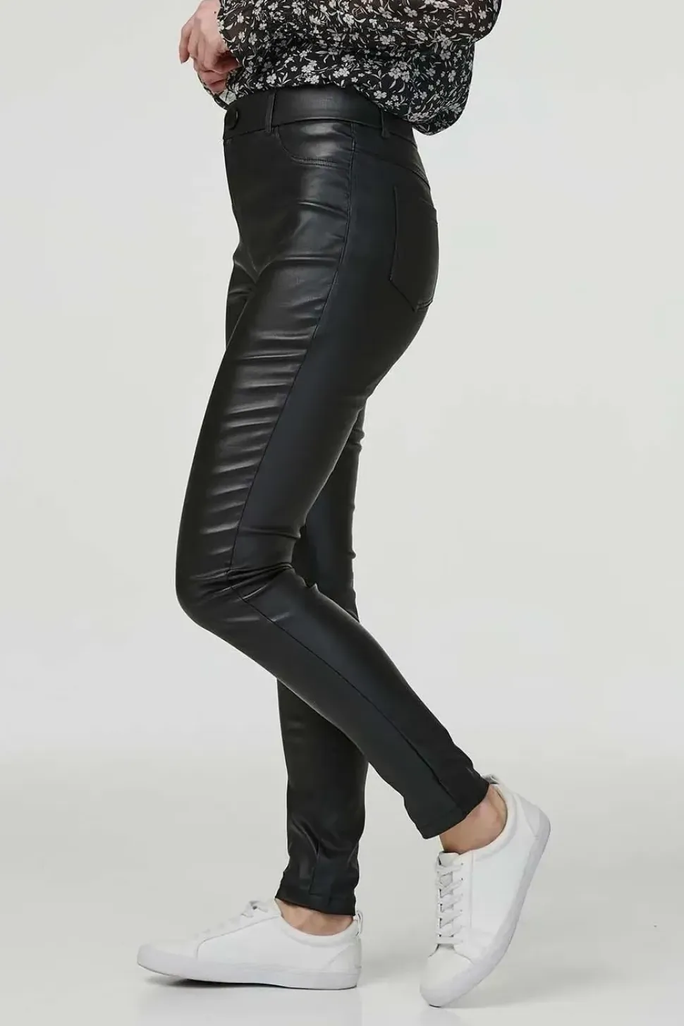 High Rise Coated Skinny Jeans