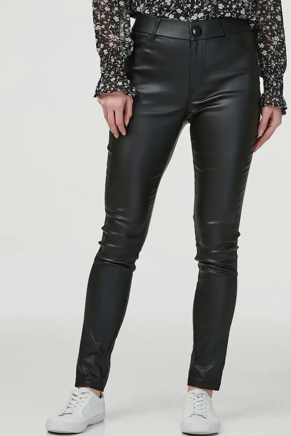 High Rise Coated Skinny Jeans