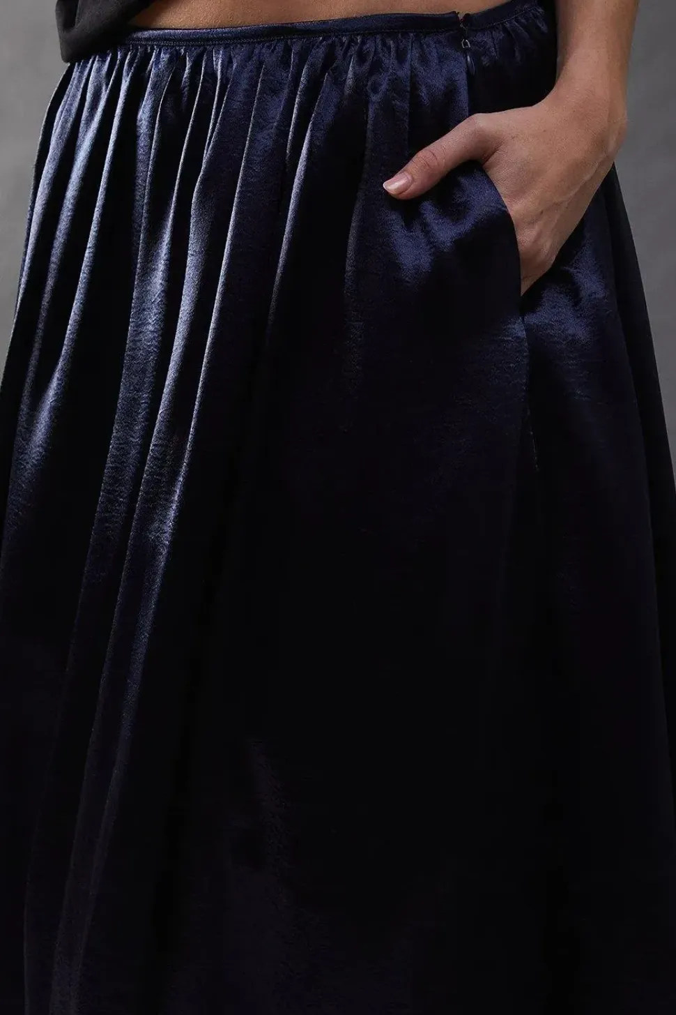 High Shine Metallic Puff Ball Midi Skirt