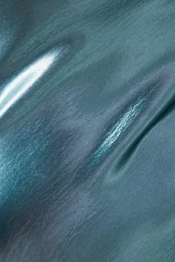 High Shine Metallic Satin Column Midi Dress