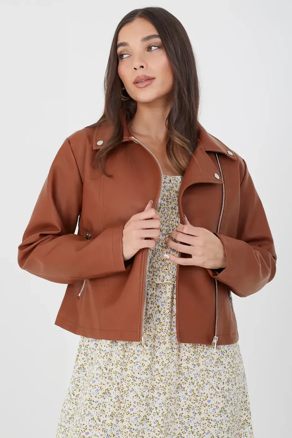 High Shine PU Biker Jacket