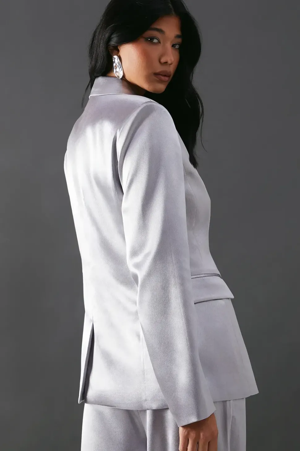 High Shine Satin Single Breasted Blazer