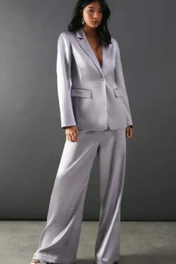 High Shine Satin Single Breasted Blazer