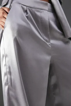 High Shine Satin Wide Leg Trouser