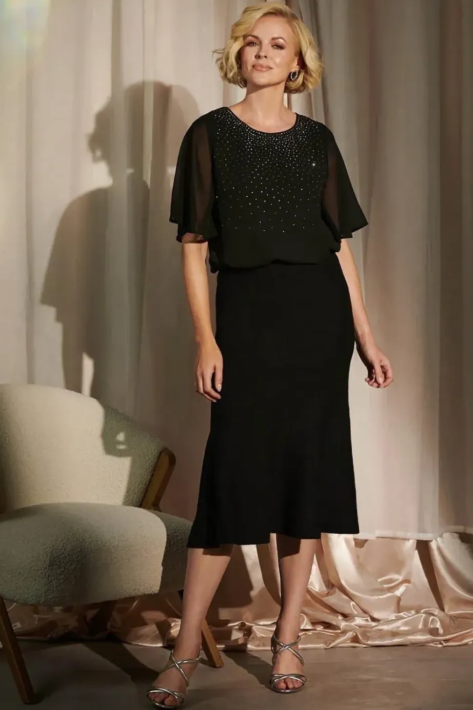 High Waist A-Line Midi Knit Skirt
