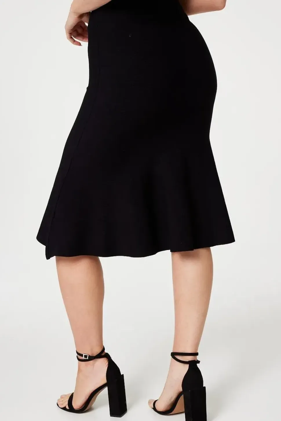 High Waist A-Line Midi Knit Skirt