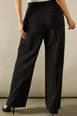 High Waist Button Wide Leg Trouser