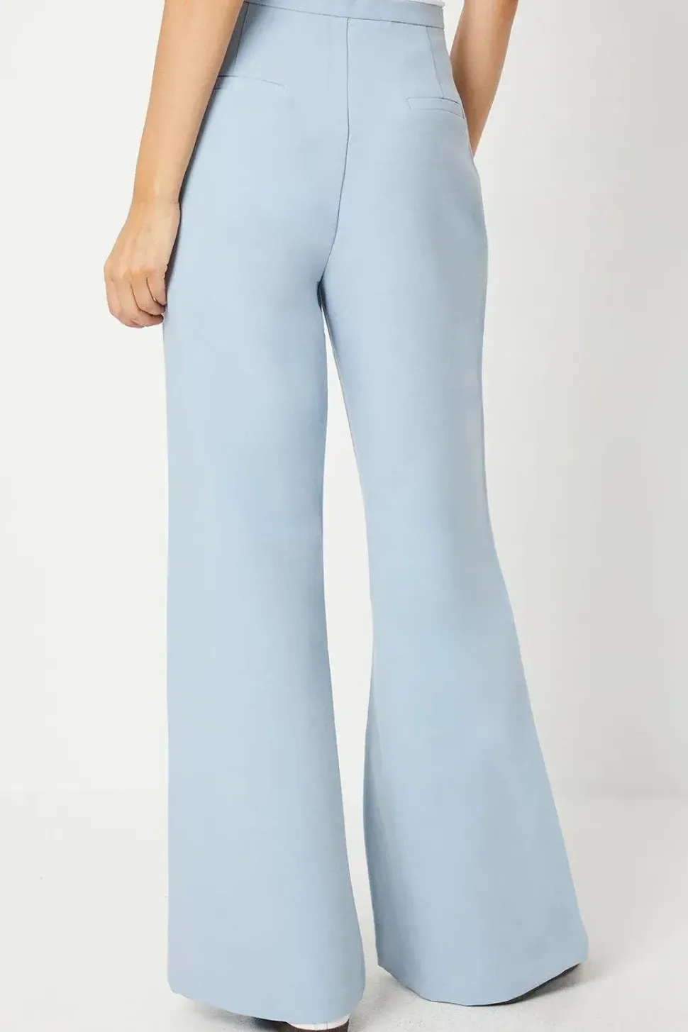 High Waisted Wide Leg Welt Pocket Trouser