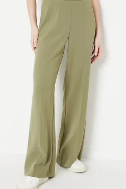 High Waisted Wide Leg Welt Pocket Trouser