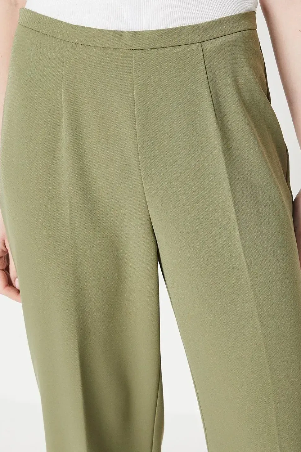 High Waisted Wide Leg Welt Pocket Trouser