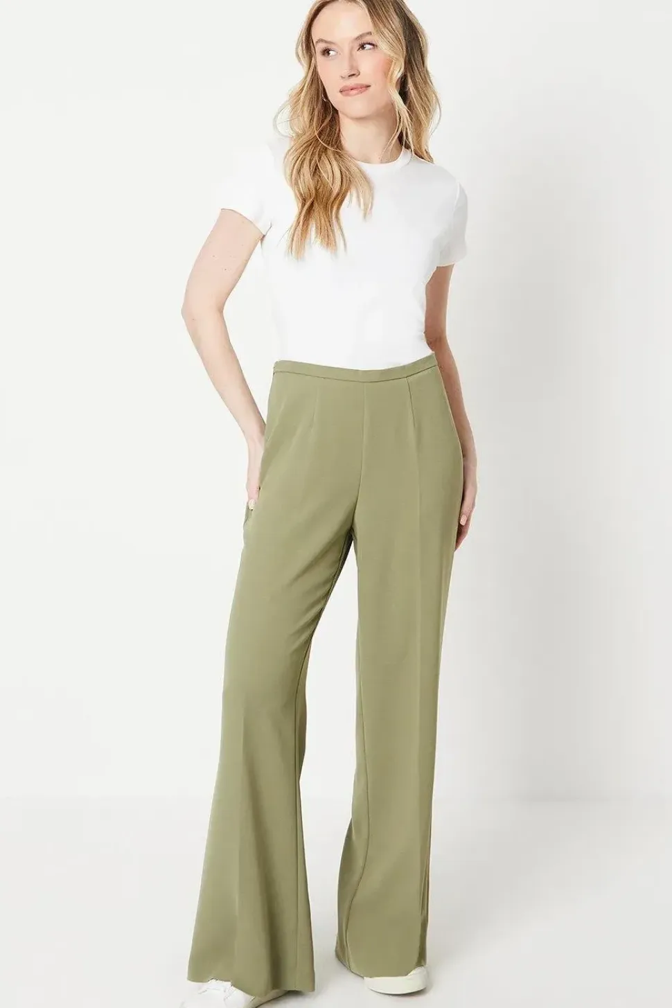 High Waisted Wide Leg Welt Pocket Trouser