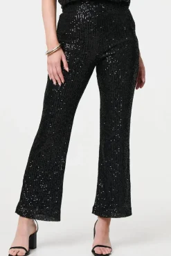 High Waist Flared Sequin Trousers