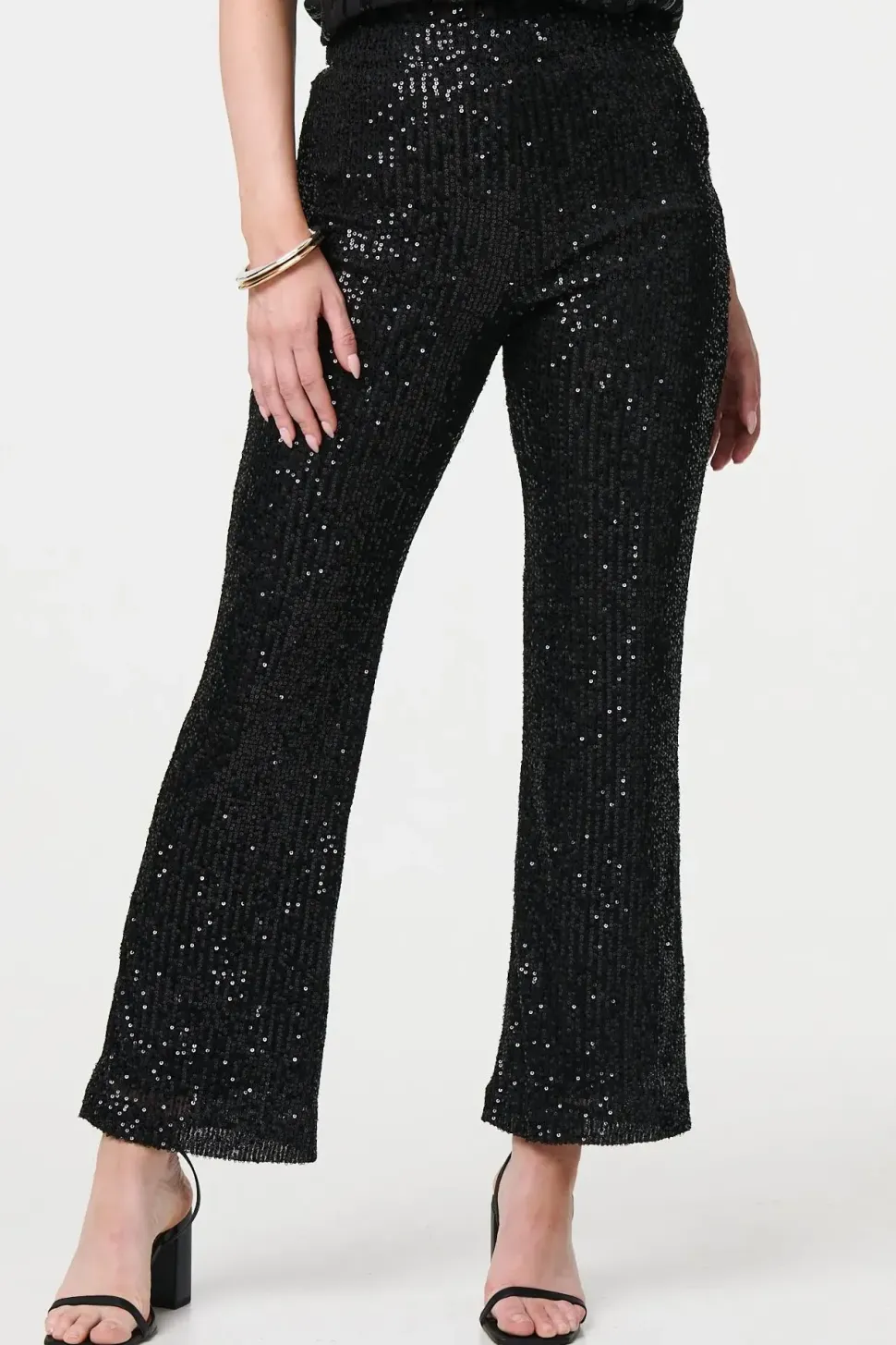 High Waist Flared Sequin Trousers