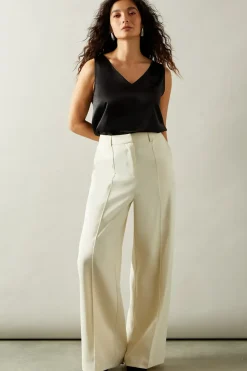 High Waist Pintuck Straight Trouser