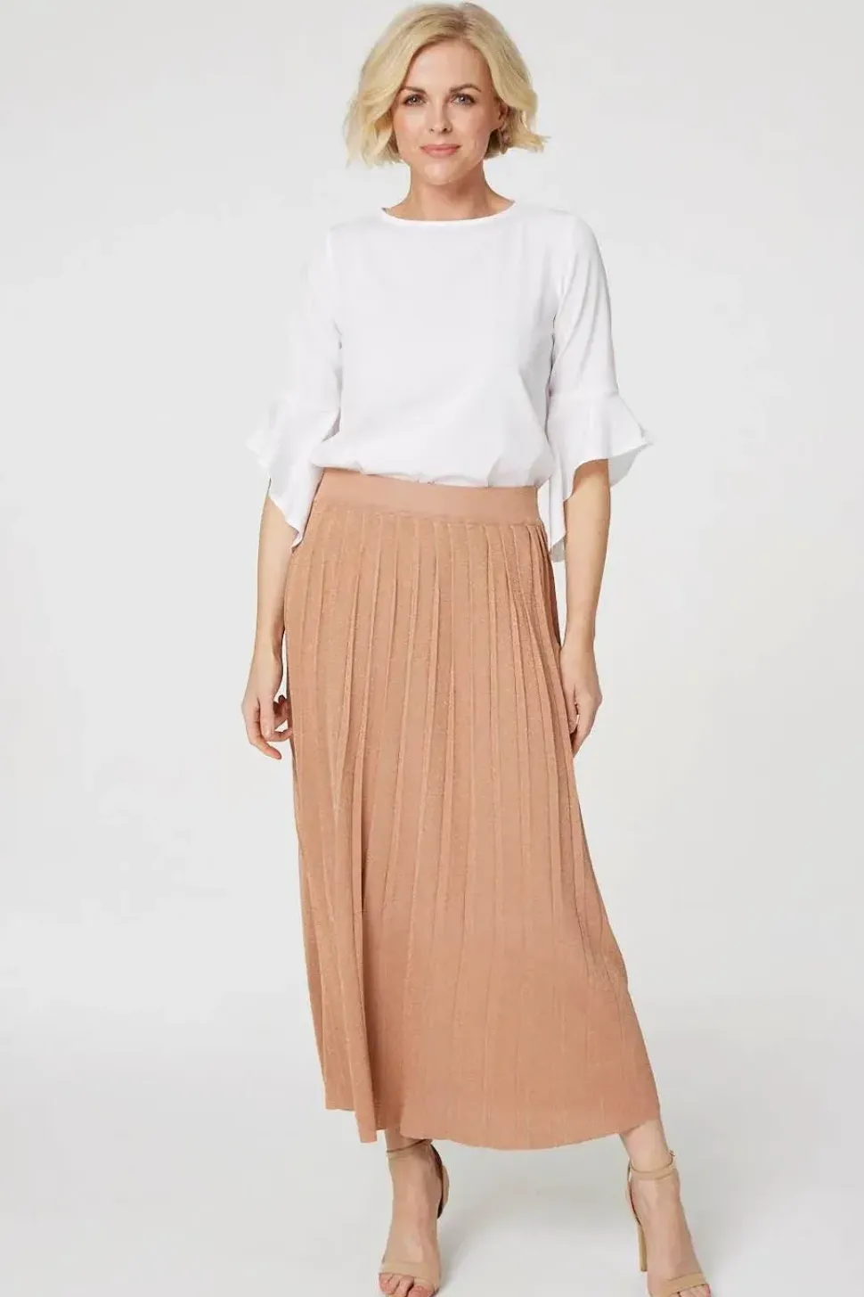 High Waist Pleated Knit Skirt