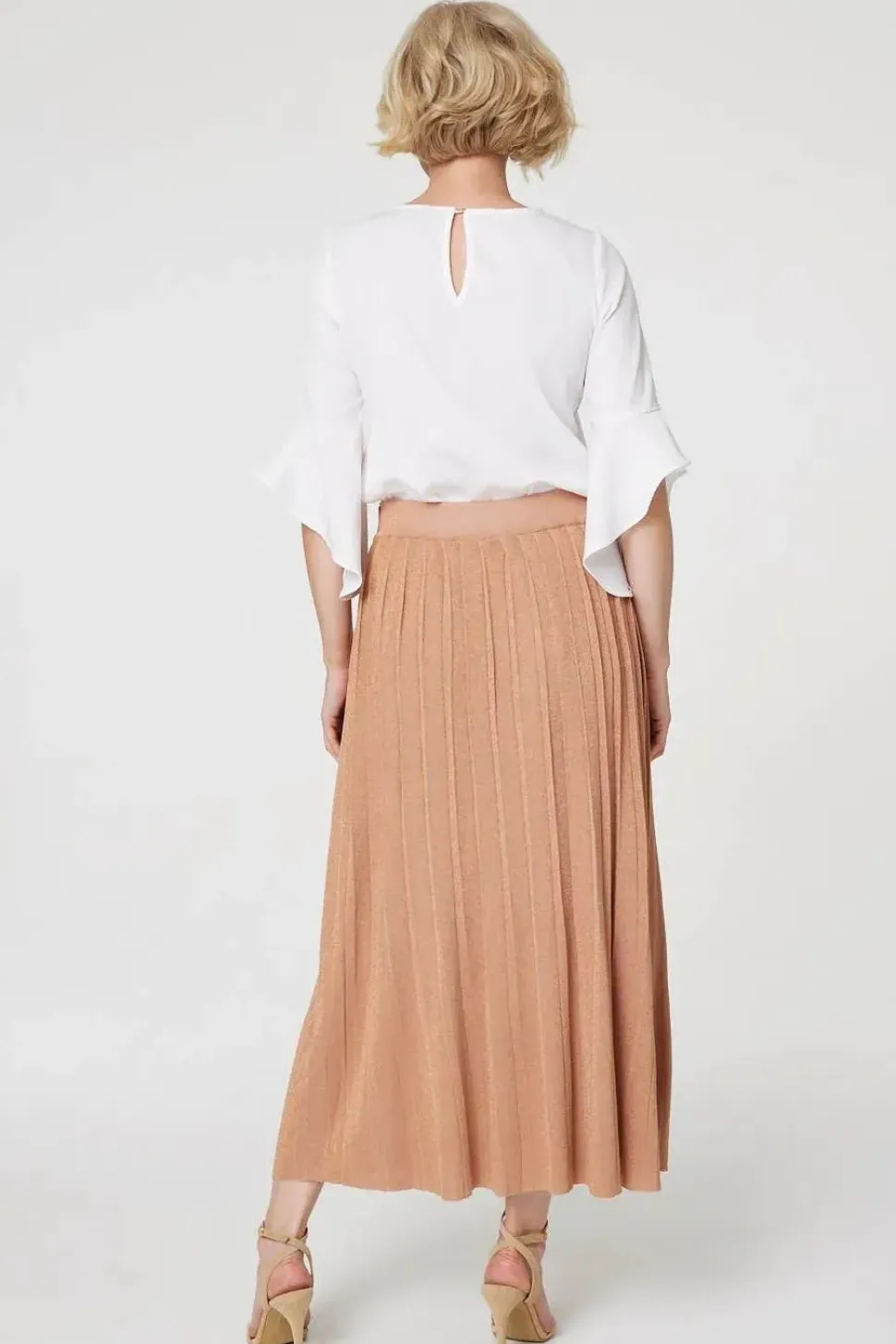 High Waist Pleated Knit Skirt