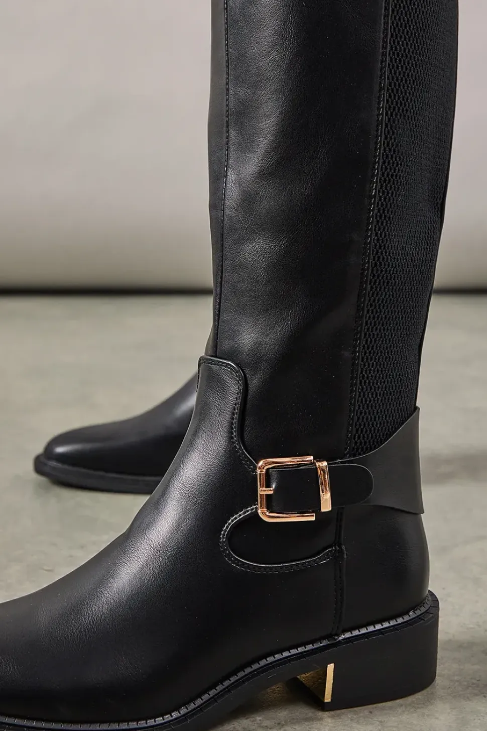 Holly Faux Leather Elastic Back Knee High Riding Boots