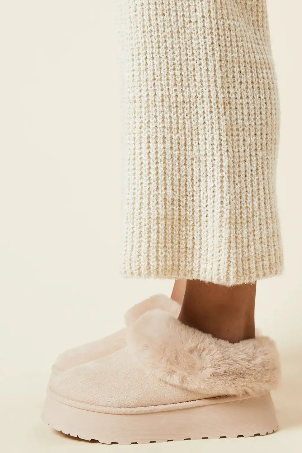 Honora Suedette Faux Fur Lined Mule Slippers