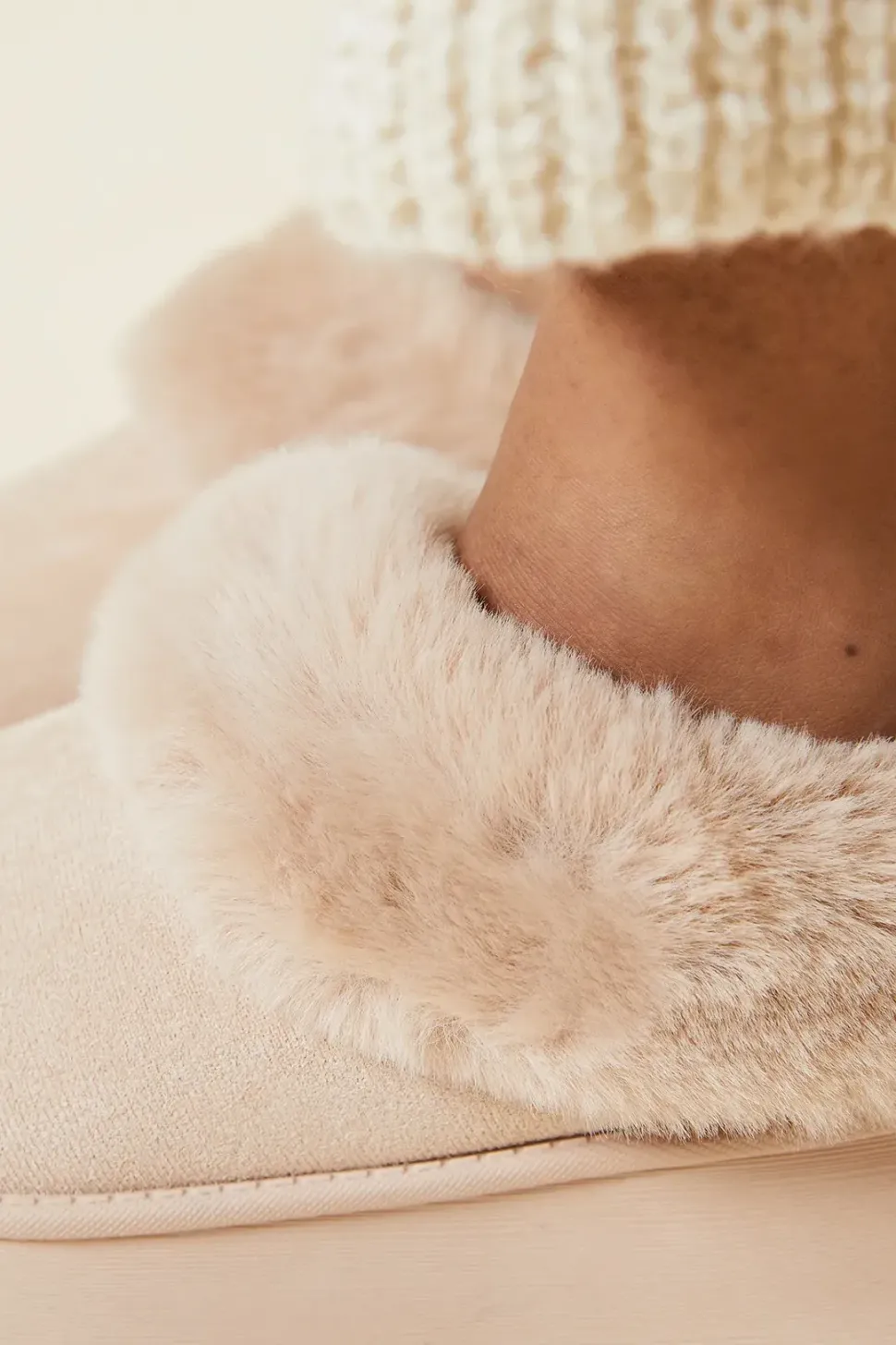 Honora Suedette Faux Fur Lined Mule Slippers
