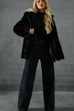 Hooded Faux Fur Coat