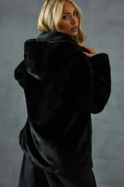 Hooded Faux Fur Coat