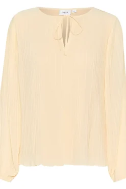 HoomaSZ Tie Neck Accordion Pleats Blouse-