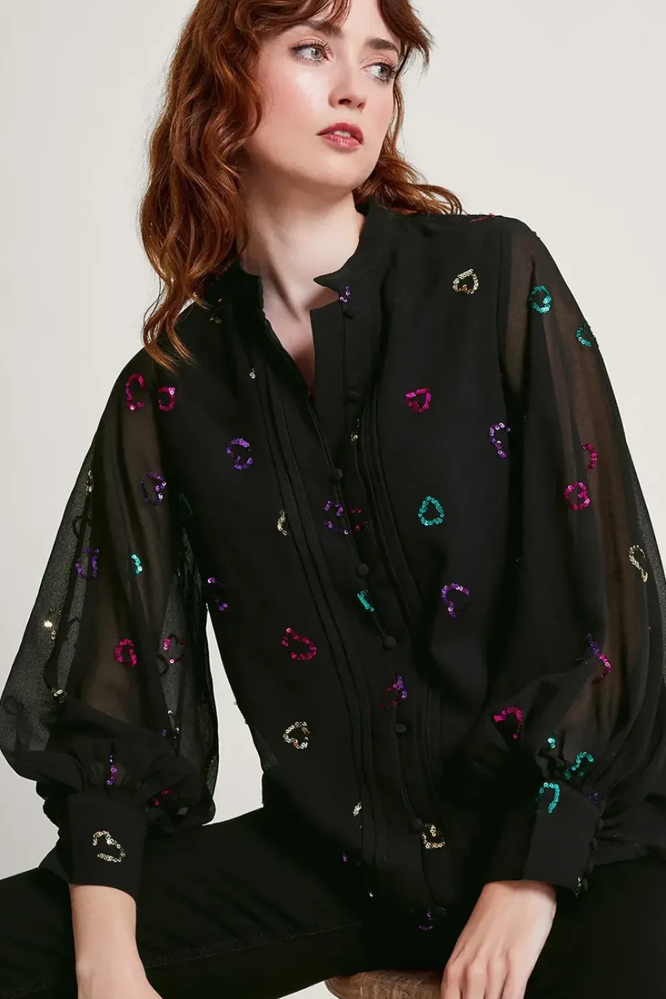 Hope Heart Sequin Blouse