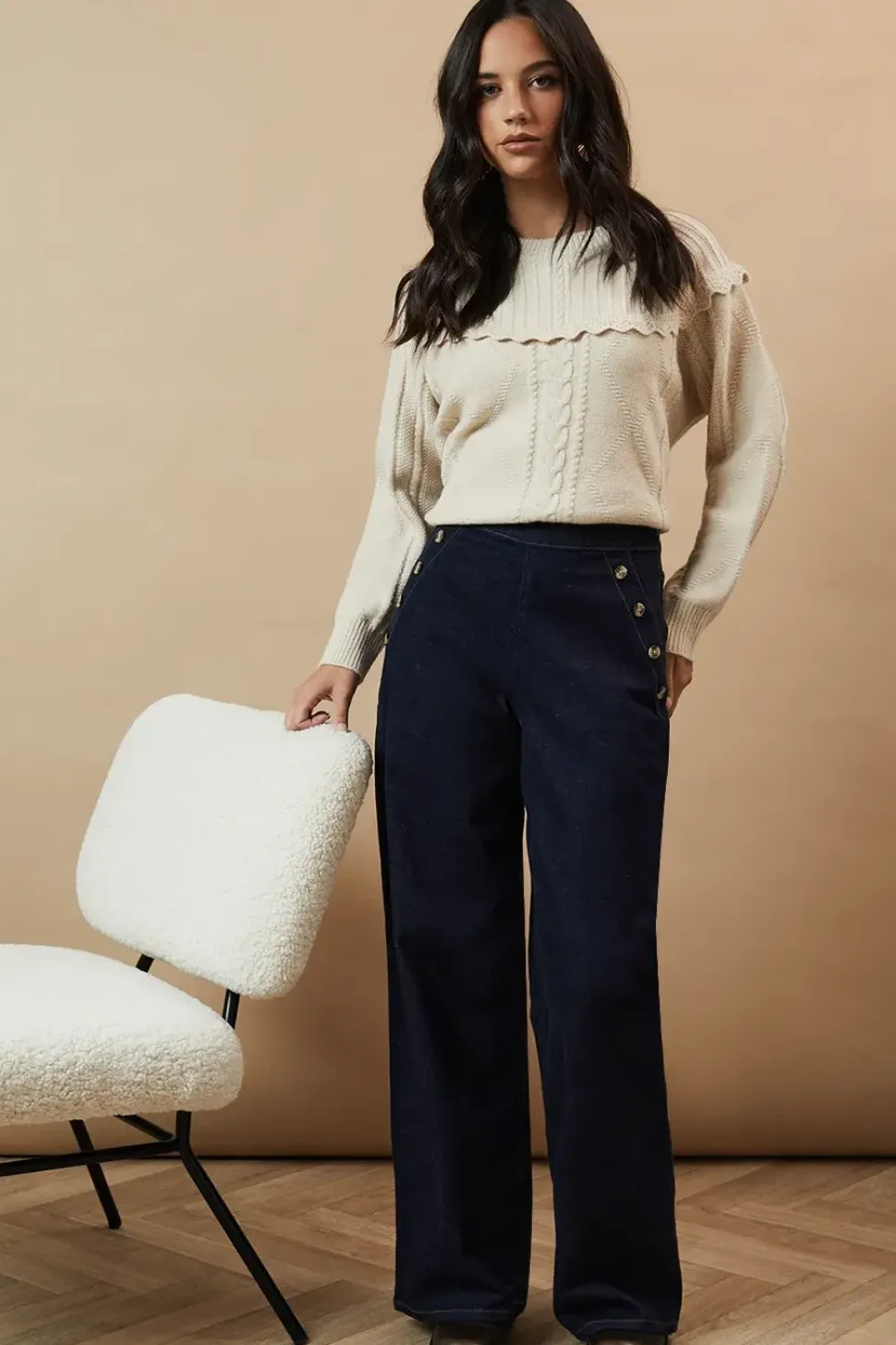 Horn Button Wide Leg Jean