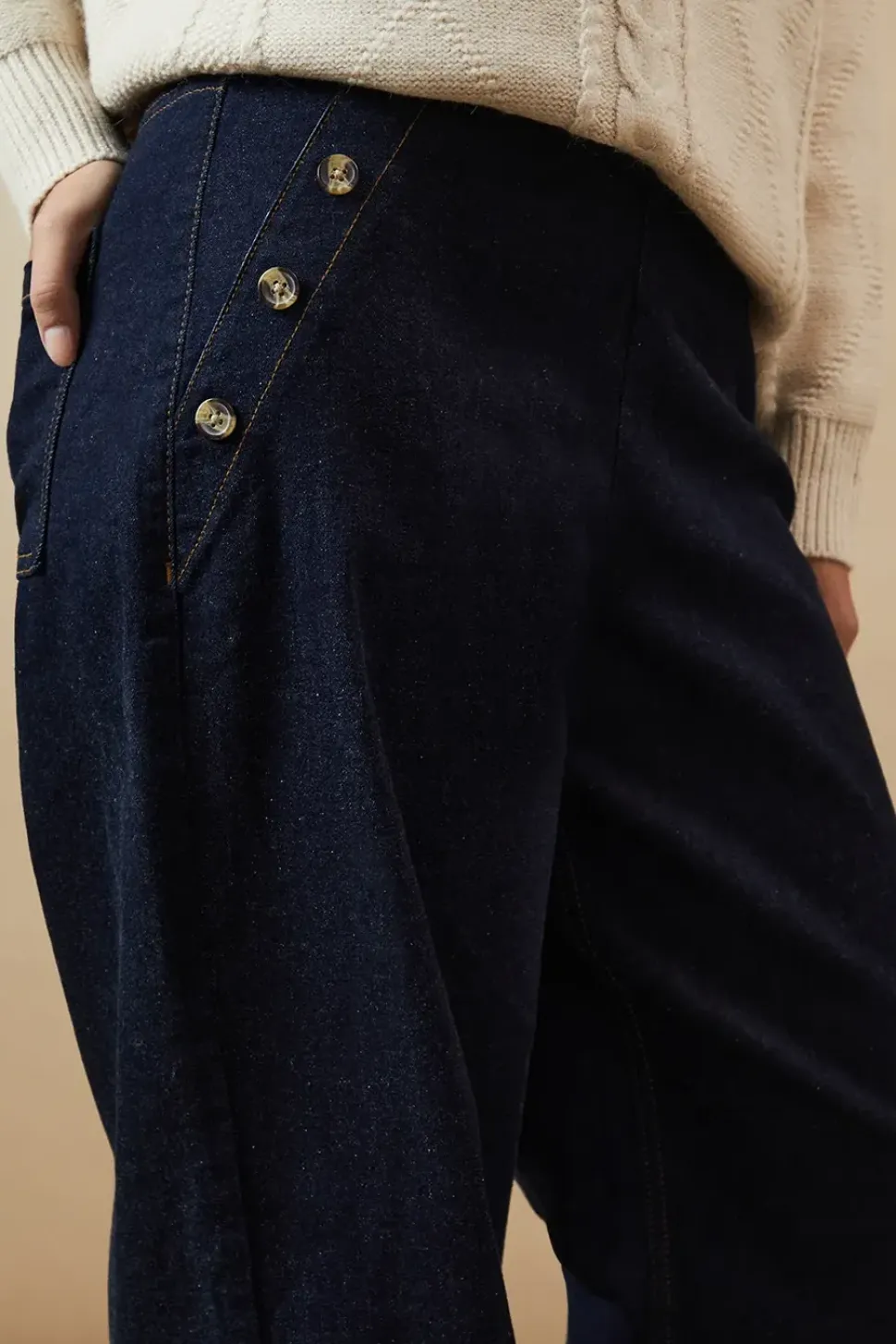Horn Button Wide Leg Jean