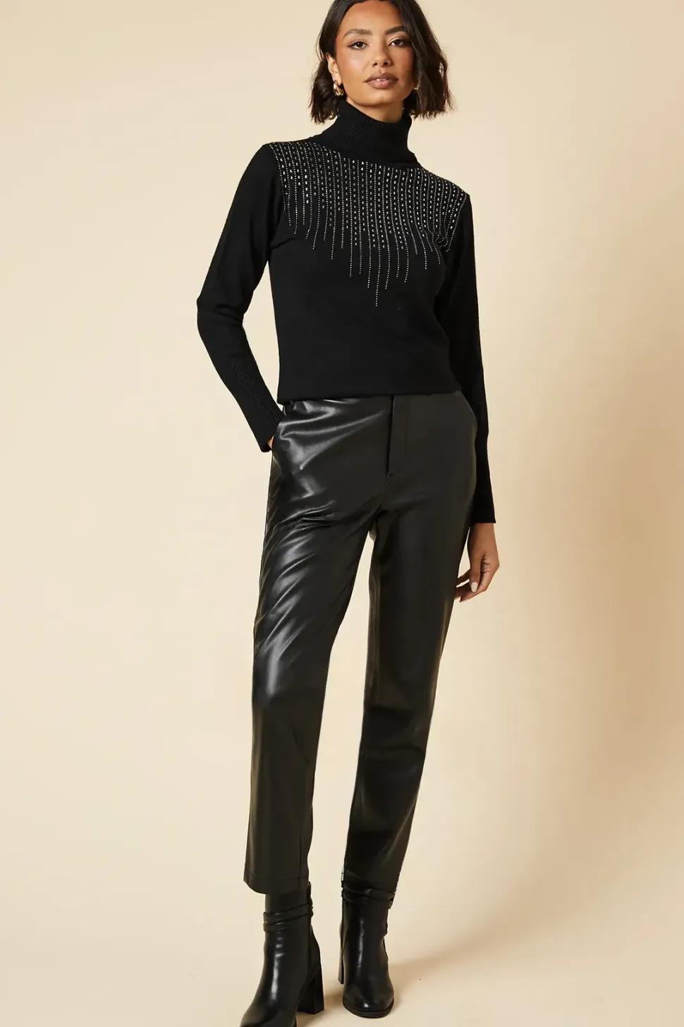 Hot Fix Detail Roll Neck Jumper