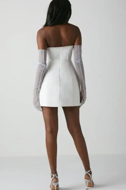 Hotfix Diamante Bandeau Bridal Mini Dress