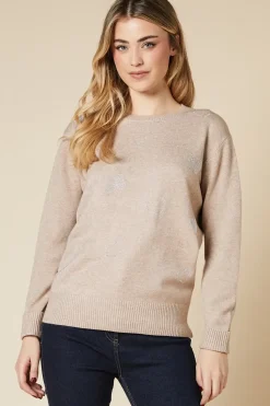 Hot Fix Heart Detail Crew Neck Jumper