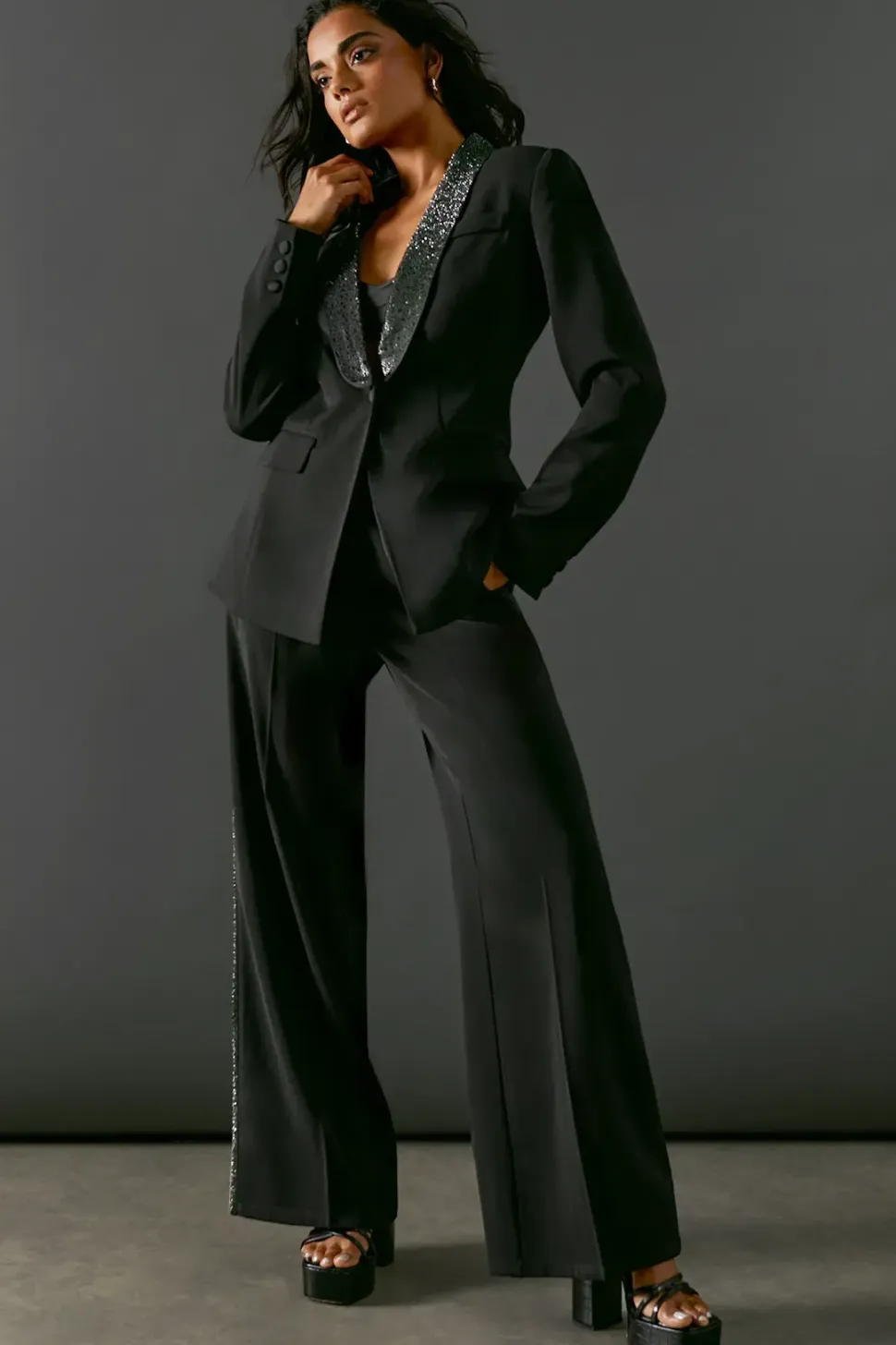 Hotfix Side Panel Wide Leg Tailored Trouser