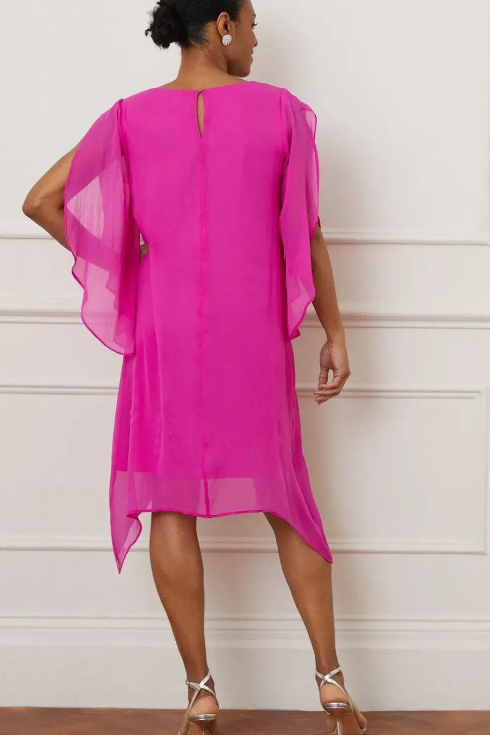 Hot Fix Split Sleeve Overlay Shift Dress