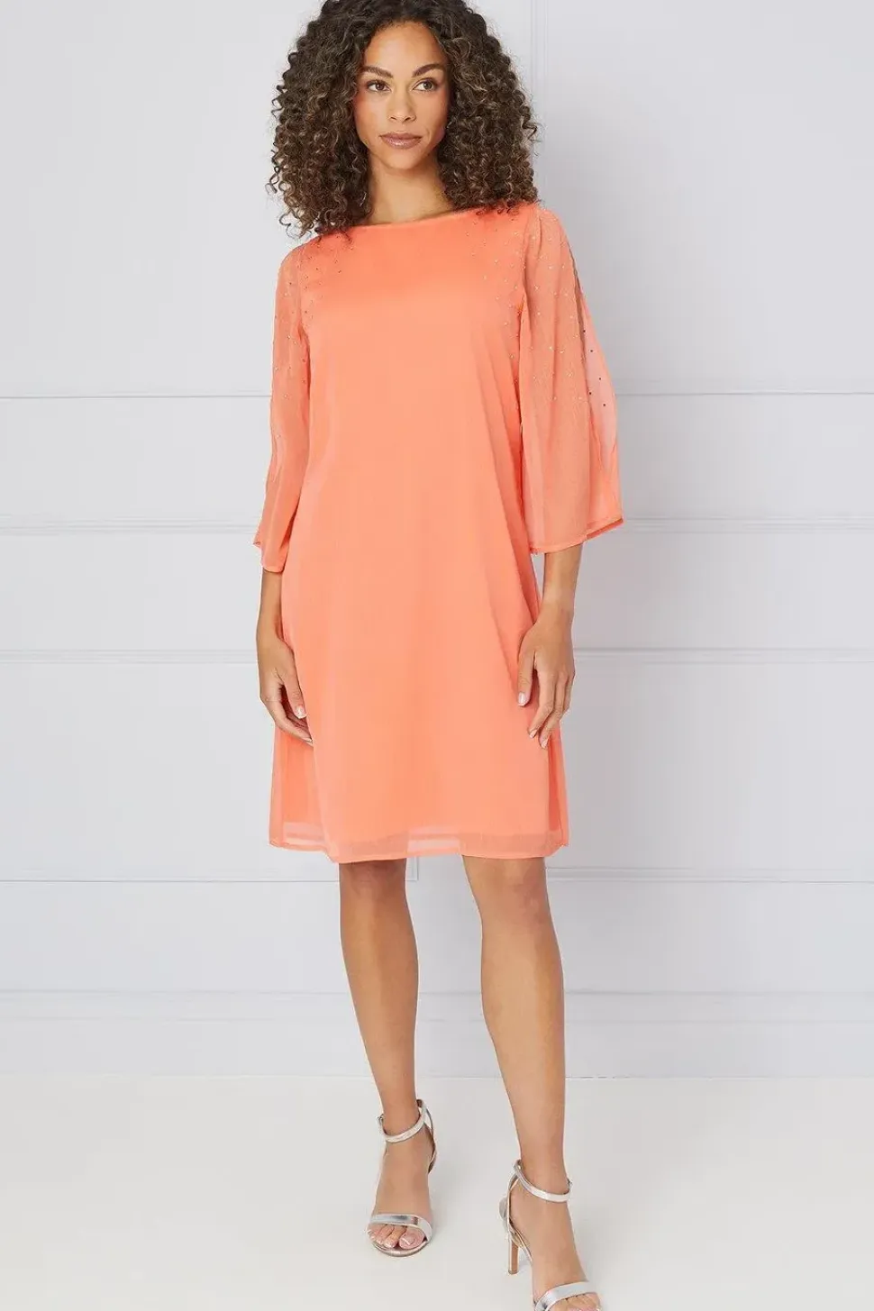 Hotfix V Neck Overlay Dress