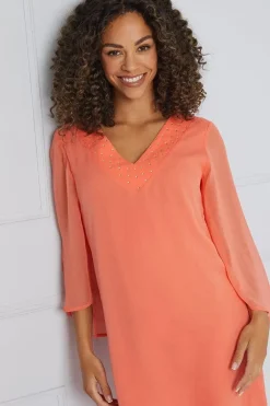 Hotfix V Neck Overlay Dress