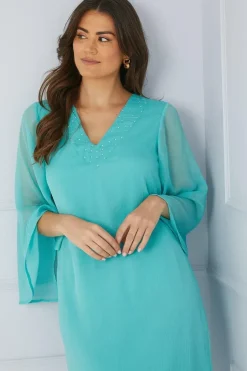 Hotfix V Neck Overlay Dress