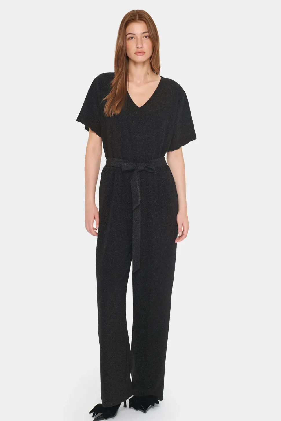 HumaSZ Sparkly V-neck Wide Legs Jumpsuit-