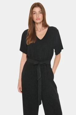 HumaSZ Sparkly V-neck Wide Legs Jumpsuit-